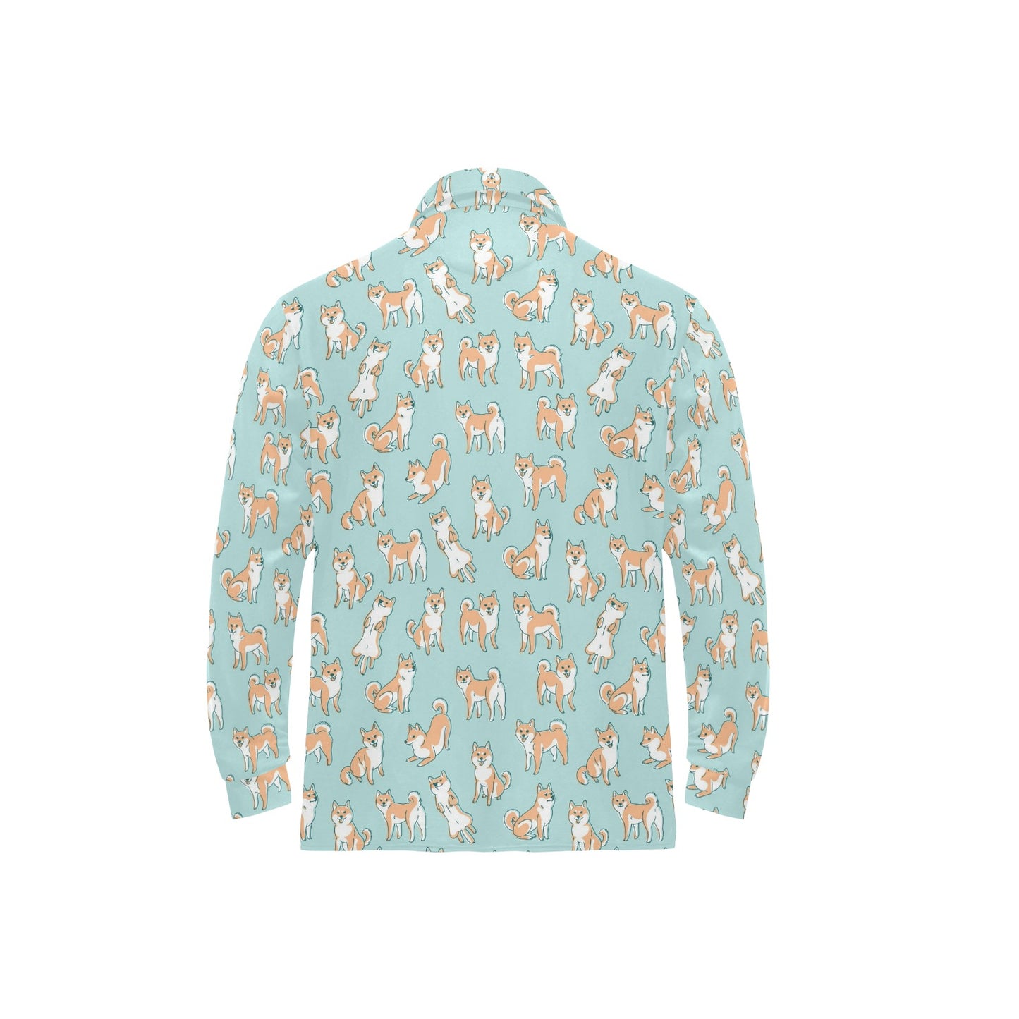 Shiba Inu Print Design LKS304 Long Sleeve Polo Shirt For Men's
