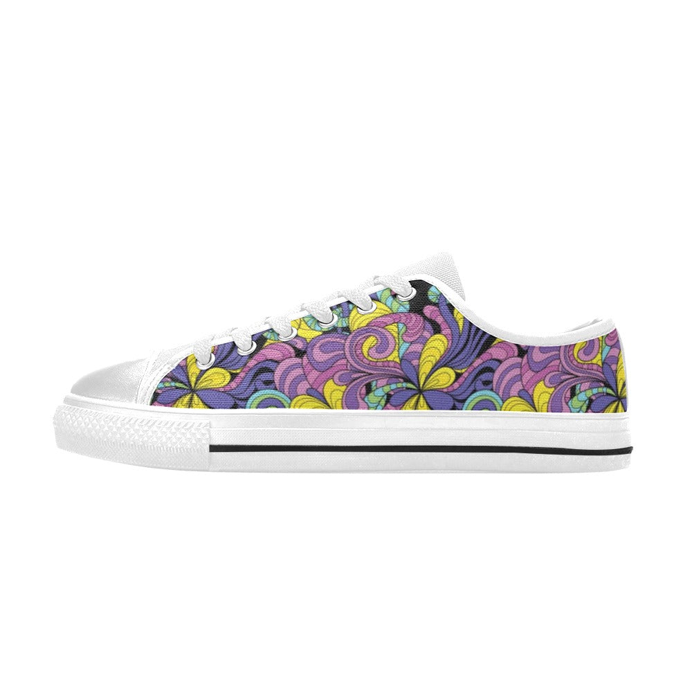 Trippy Print Design LKS305 Women's White Low Top Shoes