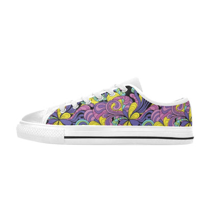 Trippy Print Design LKS305 Women's White Low Top Shoes