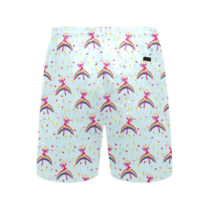 Fairy with Rainbow Print Pattern Men's Swim Trunks Beach Shorts