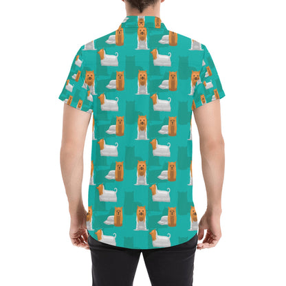 Silky Terriers Print Design LKS301 Men Short Sleeve Button Up Shirt