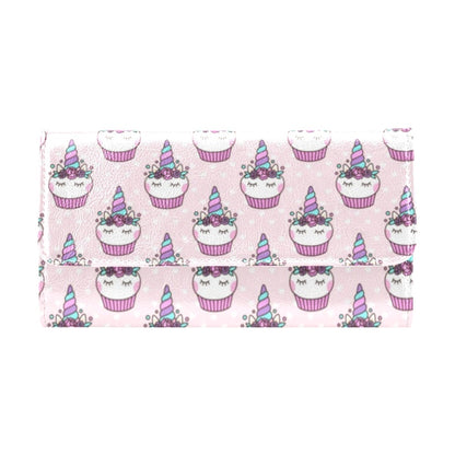 Cupcakes Unicorn Print Pattern Women's Trifold Wallet