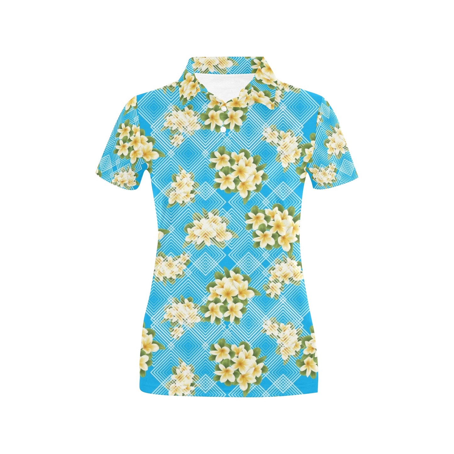 Yellow Plumeria Design Print Pattern Women's Polo Shirt