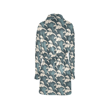 Wave Art Print Women's Fleece Robe