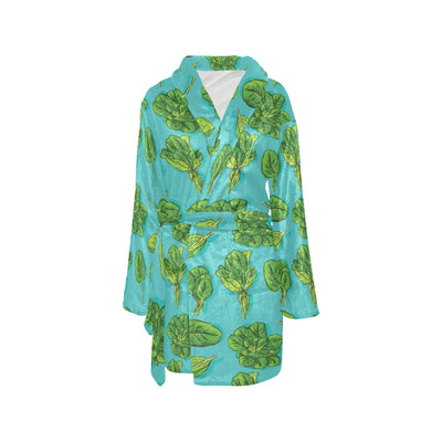 Spinach Print Design LKS301 Women's Fleece Robe