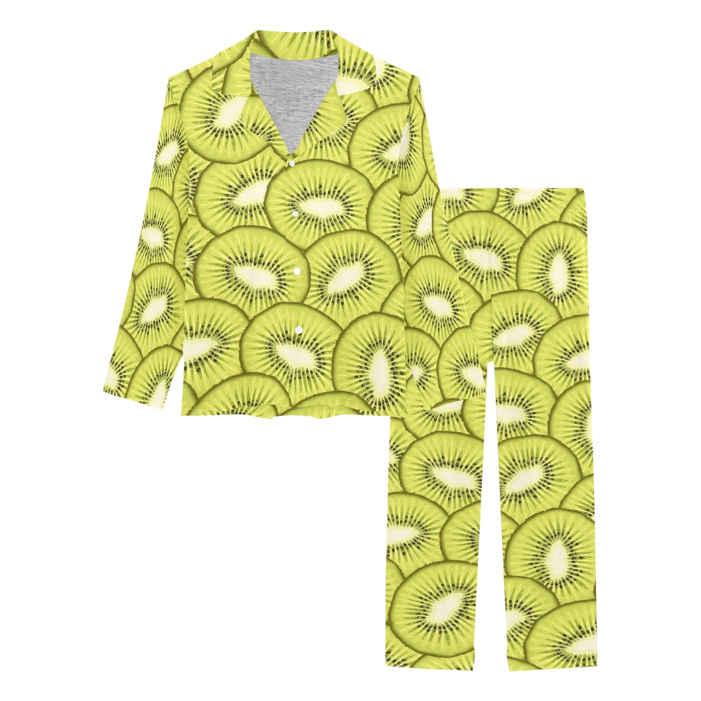Kiwi Pattern Print Design KW07 Women's Long Pajama Set