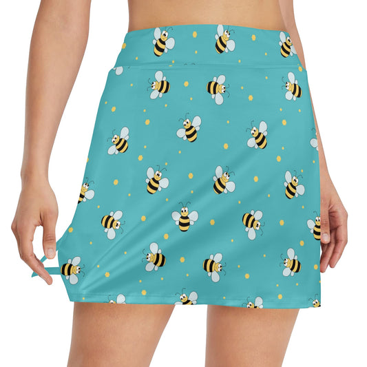 Bee With Dot Print Design LKS309 17" Golf & Pickleball Skort with Pockets
