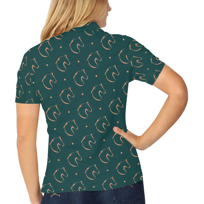 Horse Head Print Design LKS302 Women's Polo Shirt