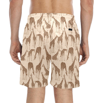Giraffe Pattern Design Print Men's Swim Trunks Beach Shorts