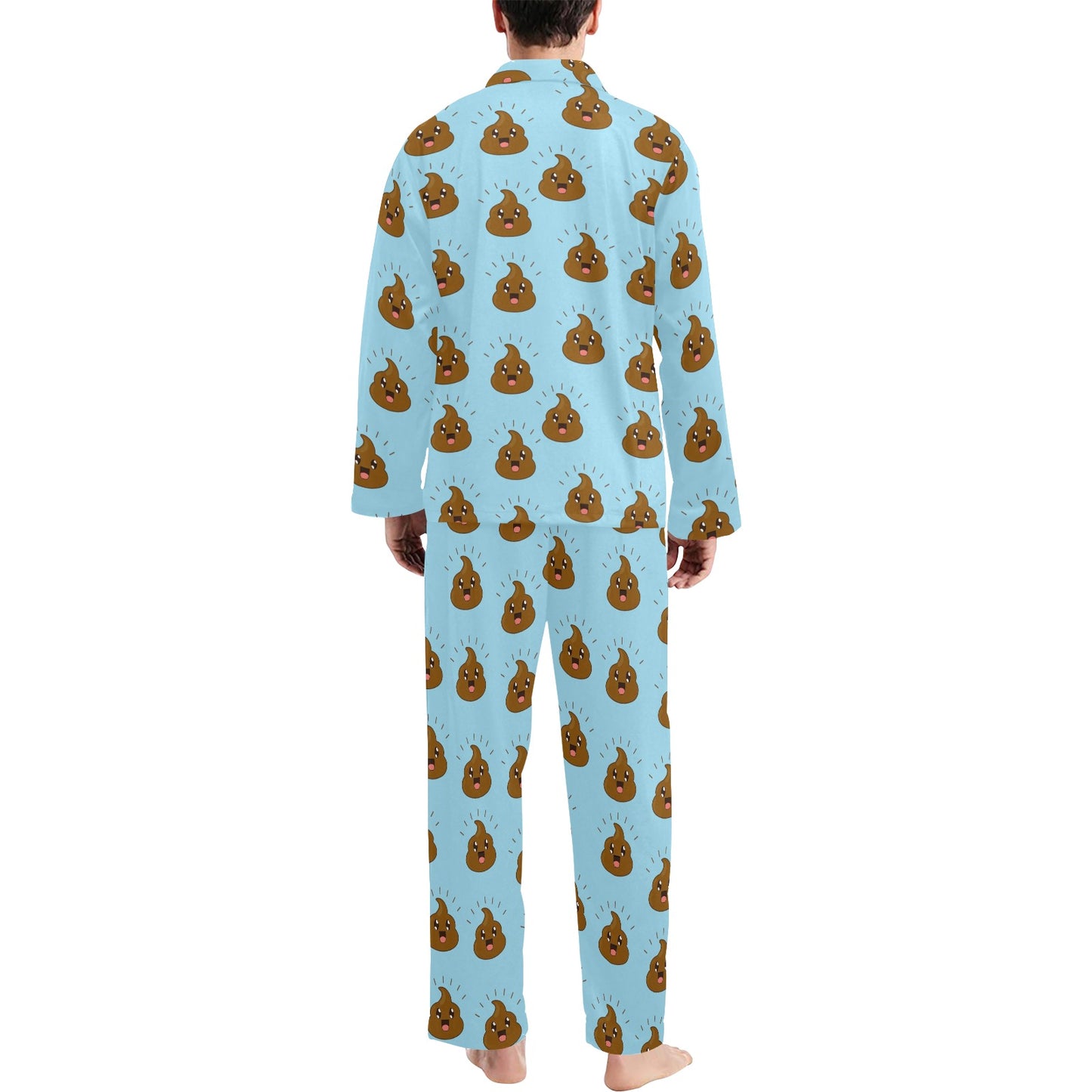 Poop Emoji Pattern Print Design A03 Men's Long Pajama Set