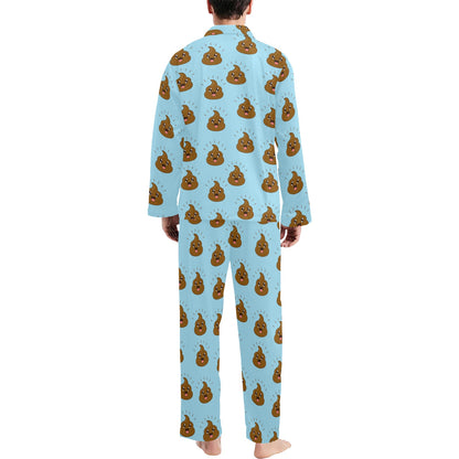 Poop Emoji Pattern Print Design A03 Men's Long Pajama Set