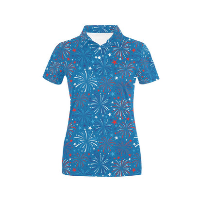 Firework Celebration Print Design LKS304 Women's Polo Shirt