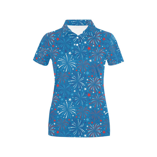 Firework Celebration Print Design LKS304 Women's Polo Shirt