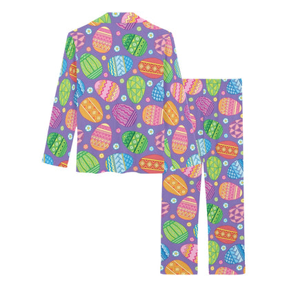 Easter Eggs Pattern Print Design RB010 Women's Long Pajama Set