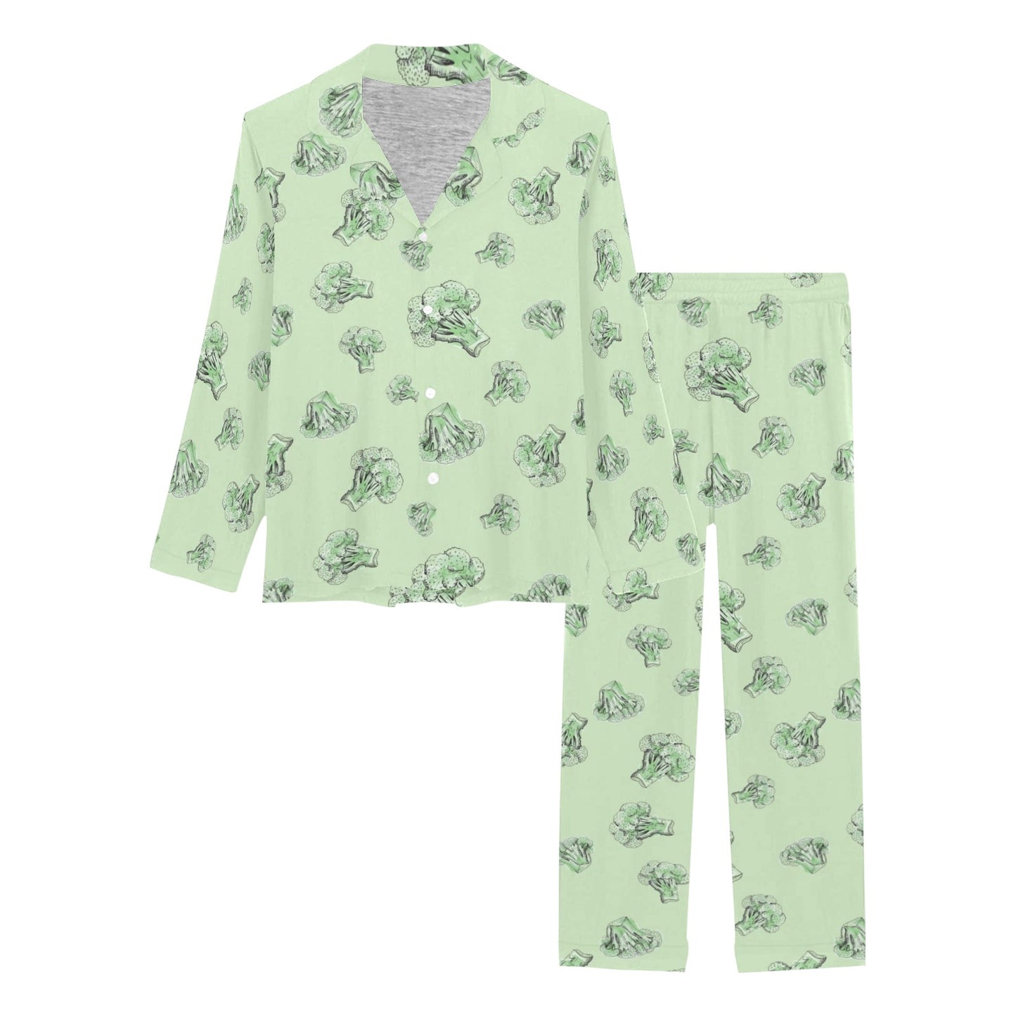 Broccoli Pattern Print Design 05 Women's Long Pajama Set