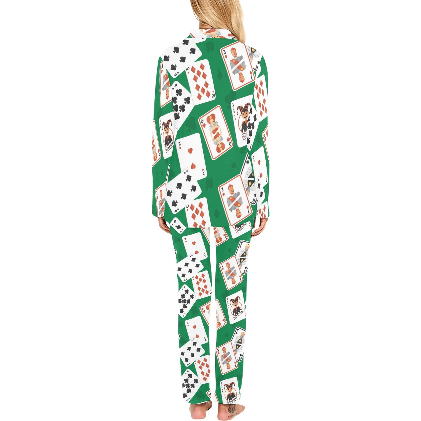Poker Cards Pattern Print Design A03 Women's Long Pajama Set