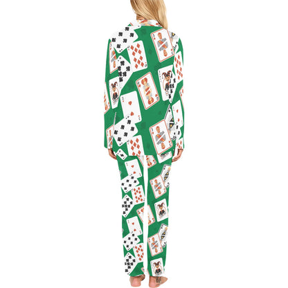 Poker Cards Pattern Print Design A03 Women's Long Pajama Set