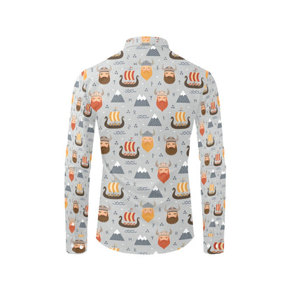 Vikings Print Design LKS307 Men's Long Sleeve Dress Shirt