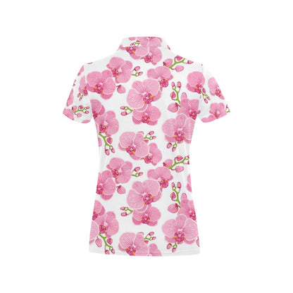 Orchid Pink Pattern Print Design OR07 Women's Polo Shirt