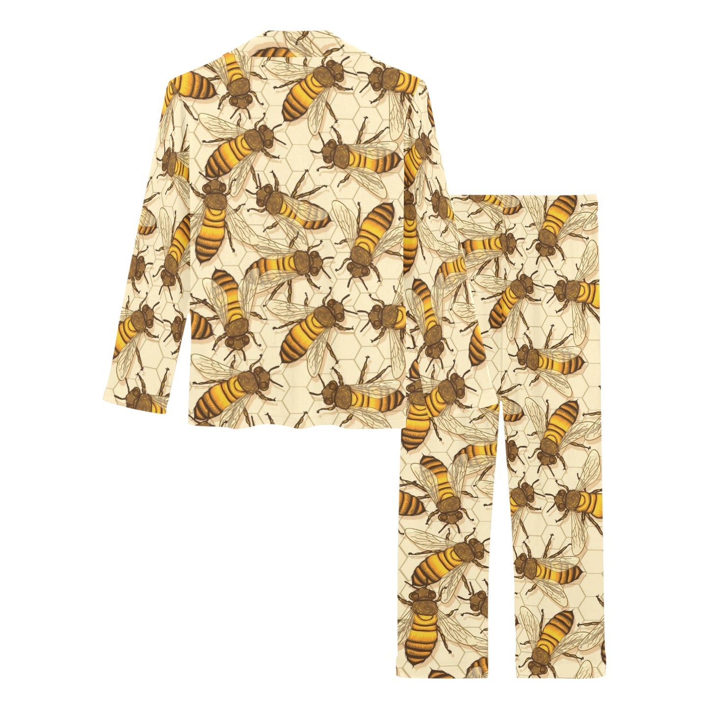 Bee Pattern Print Design BEE05 Women's Long Pajama Set