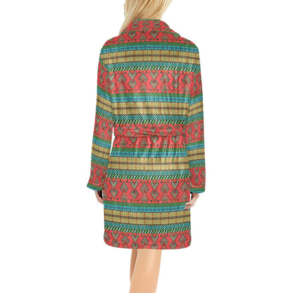 African Colorful Zigzag Print Pattern Women's Fleece Robe