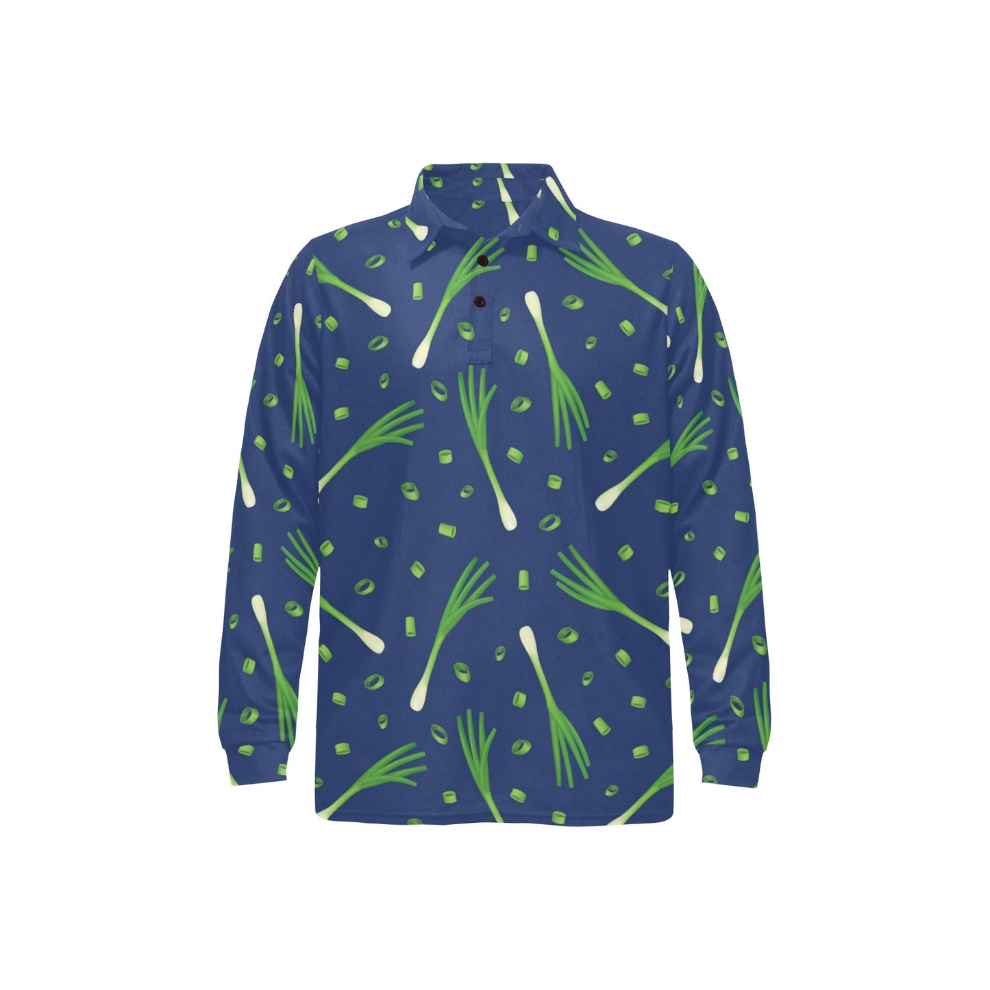 Leek Pattern Print Design 02 Long Sleeve Polo Shirt For Men's