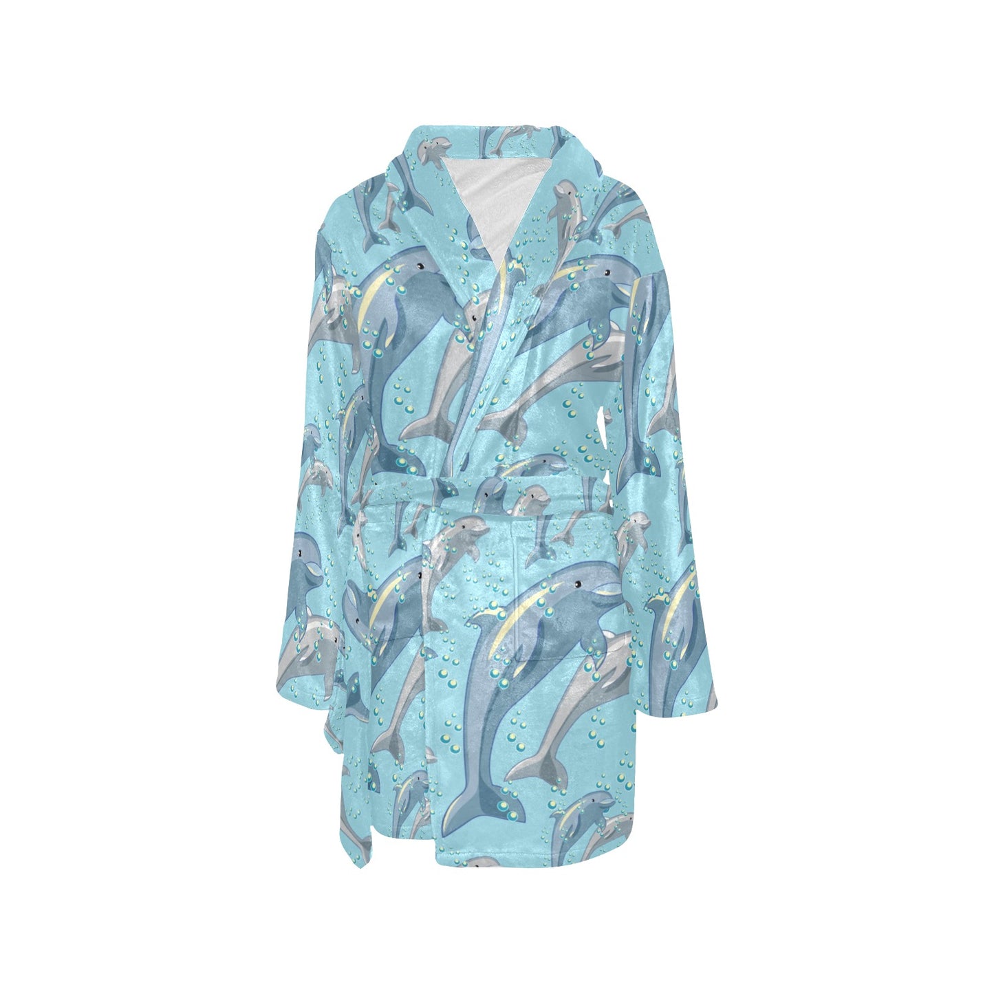 Dolphin Print Pattern Women's Fleece Robe