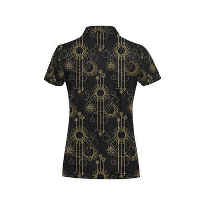 Moon Boho Style Pattern Print Design 01 Women's Polo Shirt