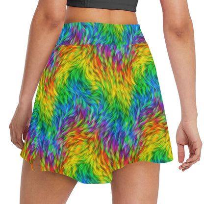 Rainbow Fur Design Print 17" Golf & Pickleball Skort with Pockets