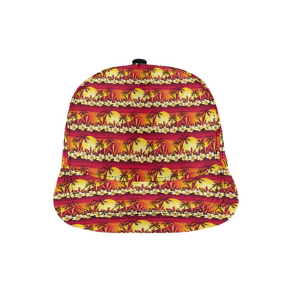 Hawaiian Tropical Sunset Hibiscus Print Snapback Cap