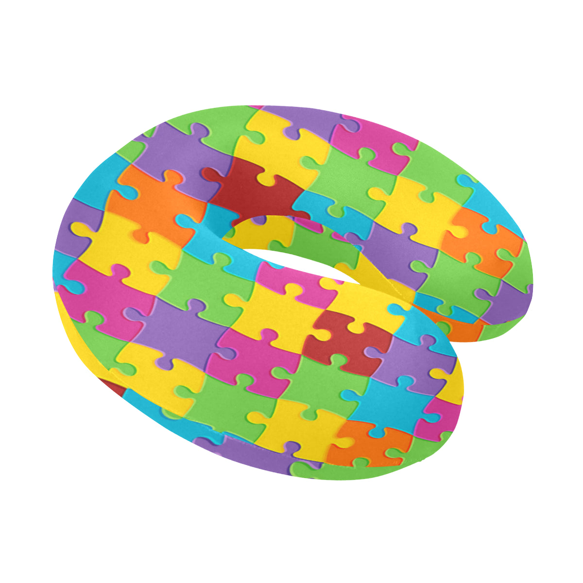 Autism Awareness Pattern Print Design 02 U-Shaped Travel Neck Pillow