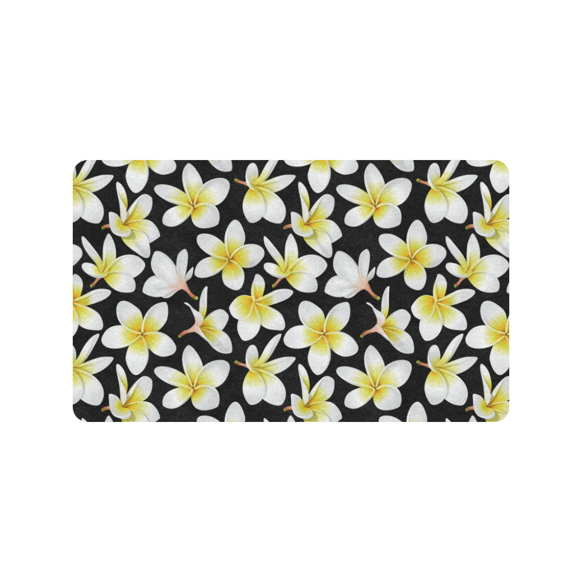 Yellow Plumeria Hawaiian Flowers Rubber Doormat