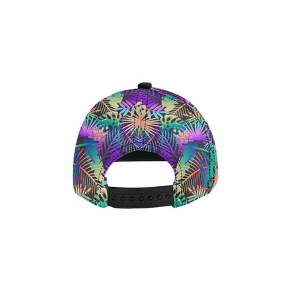 Neon Flower Tropical Palm Leaves Snapback Cap