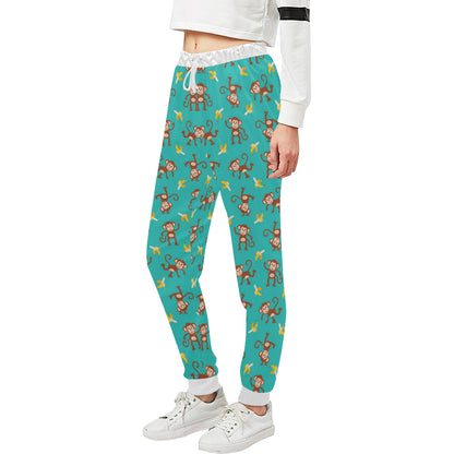 Monkey Banana Design Themed Print Unisex Sweatpants