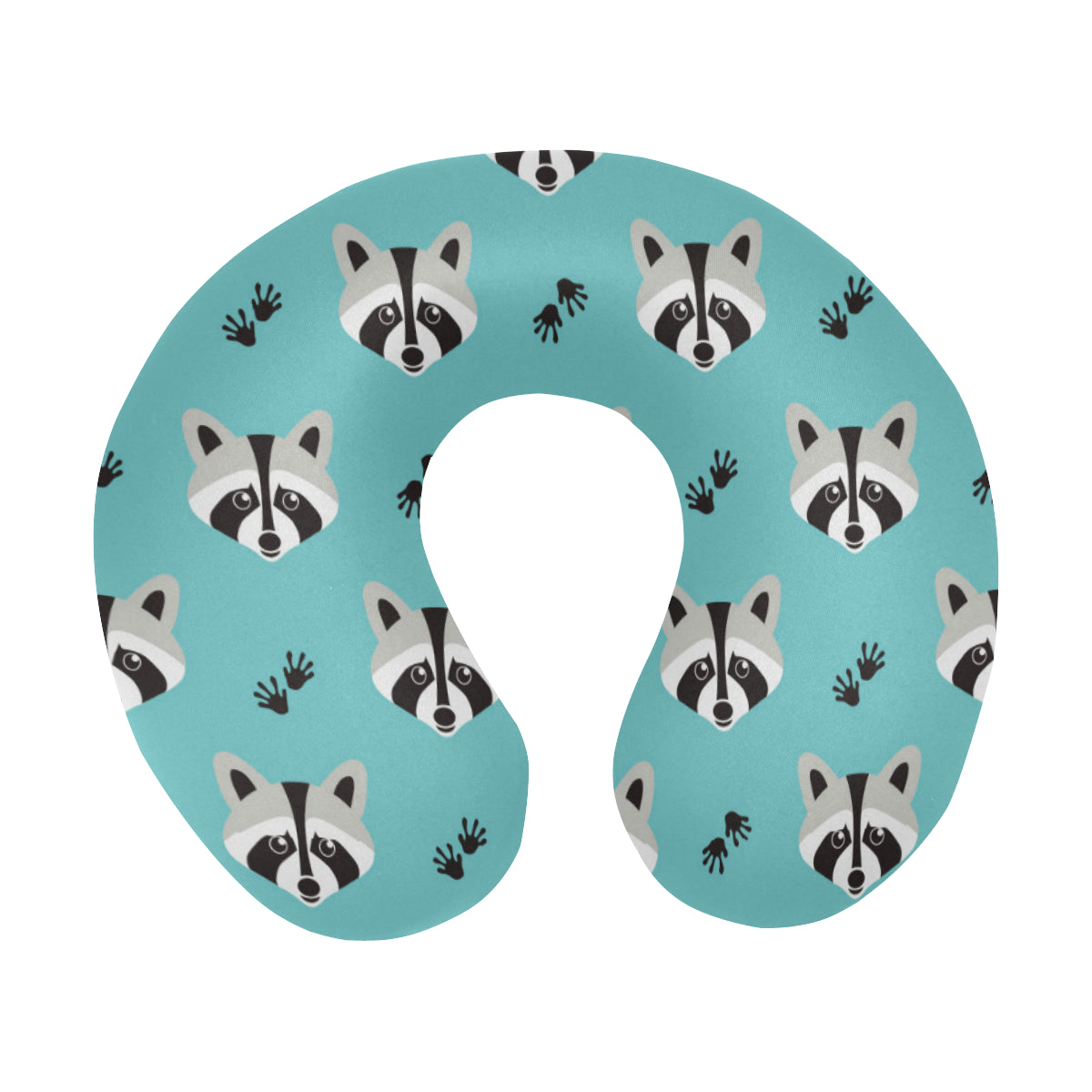 Raccoon Pattern Print Design A01 U-Shaped Travel Neck Pillow