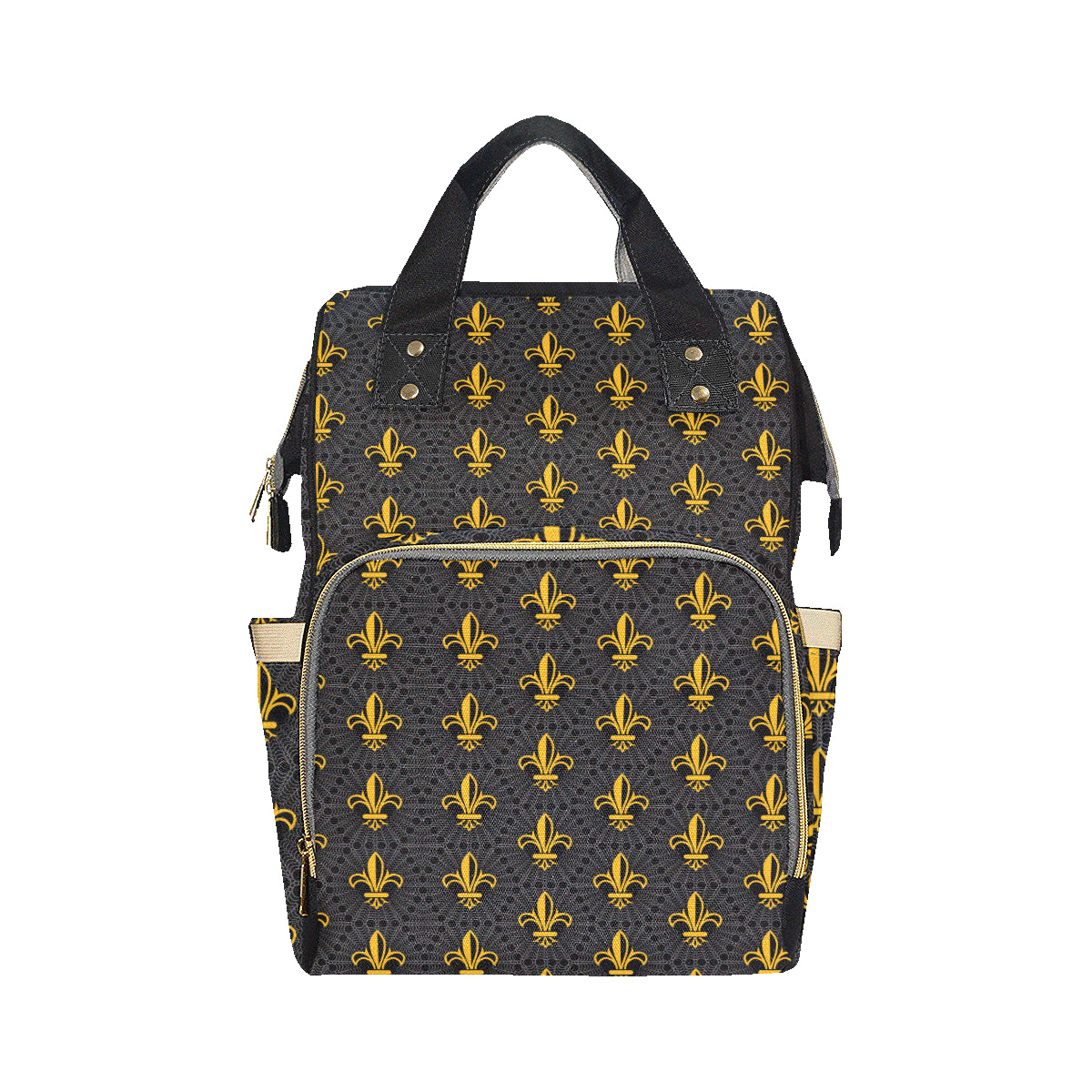 Fleur De Lis Gold Pattern Print Design 01 Diaper Bag Backpack