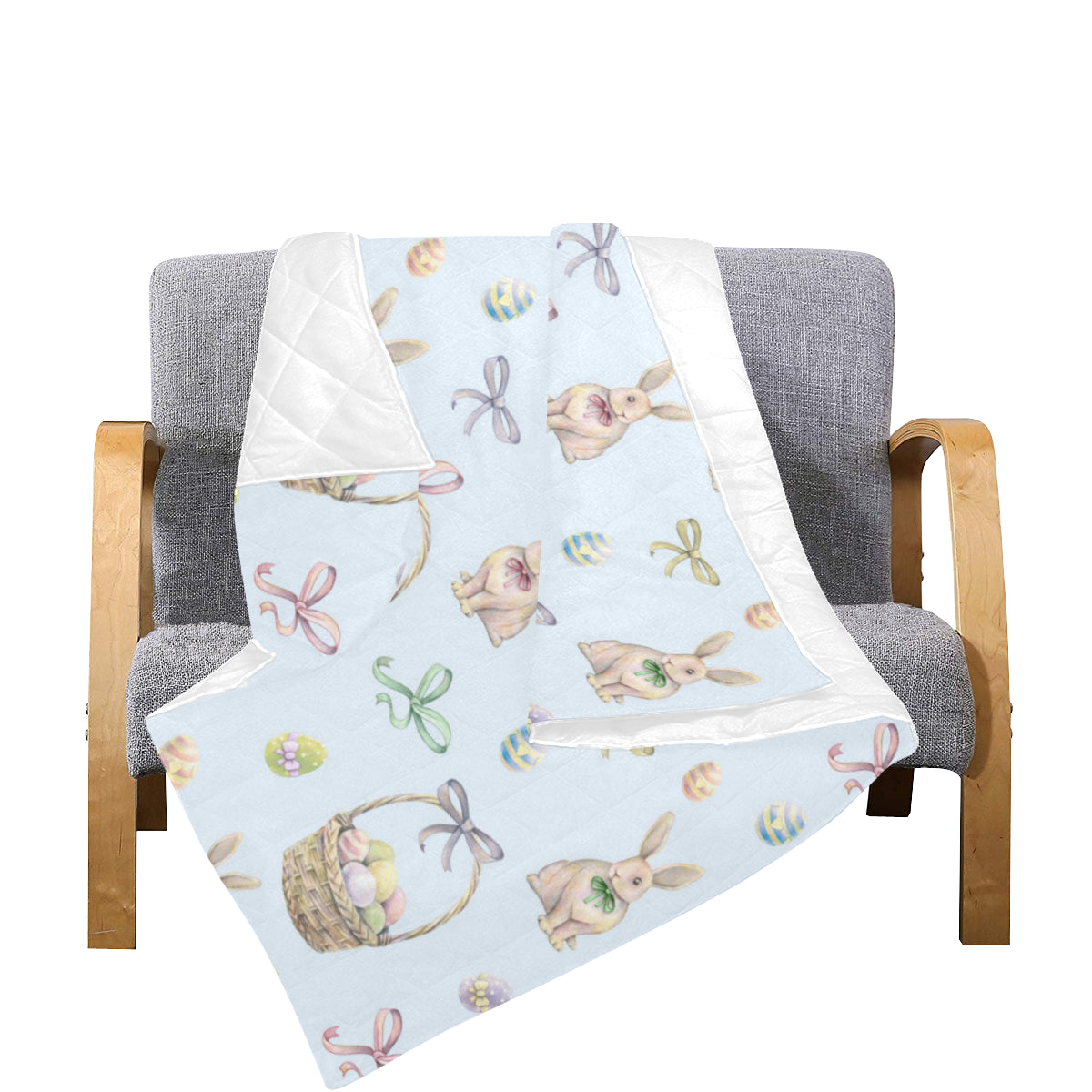 Rabbit Easter Eggs Pattern Print Design 03 Premium Quilt