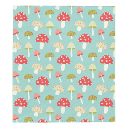 Mushroom Pattern Print Design A01 Premium Quilt