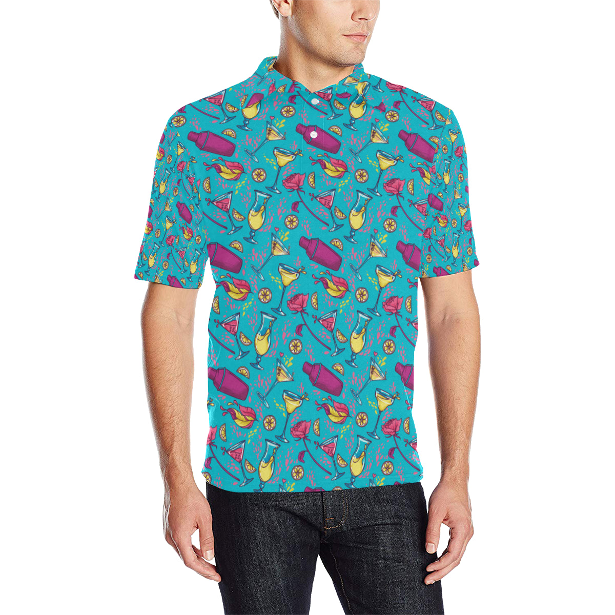 Cocktail Pattern Print Design 03 Men Polo Shirt