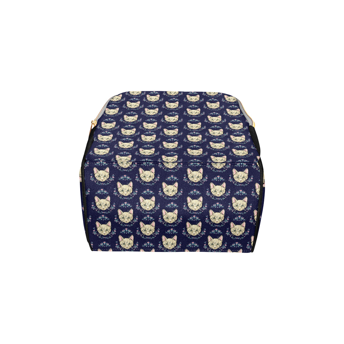 Cat Head with flower Print Pattern Diaper Bag Backpack