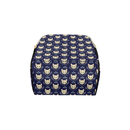 Cat Head with flower Print Pattern Diaper Bag Backpack