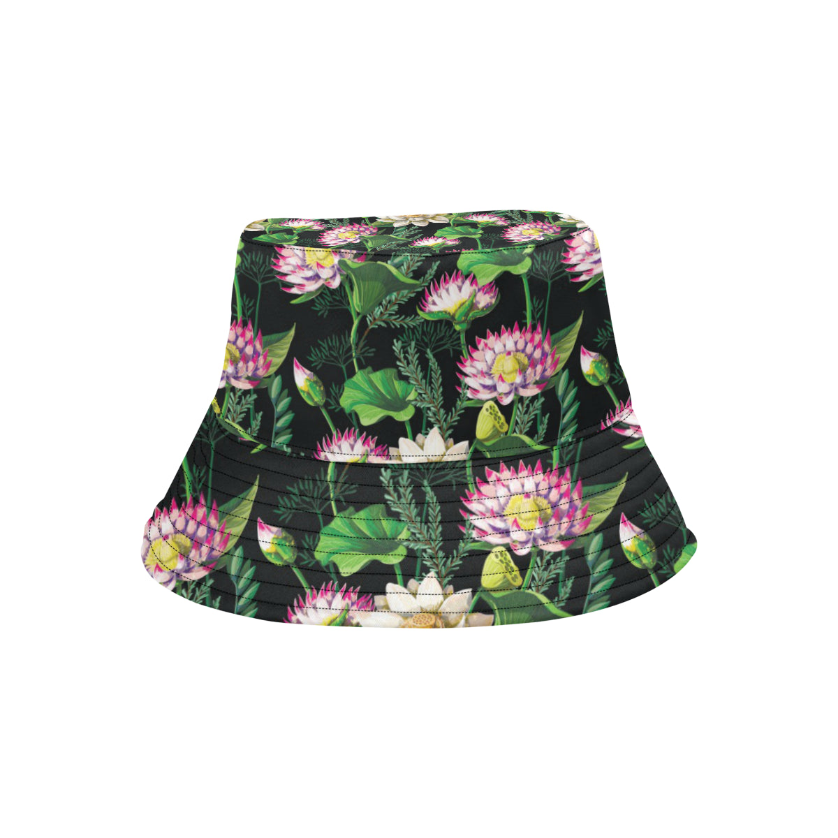 Water Lily Pattern Print Design WL010 Unisex Bucket Hat