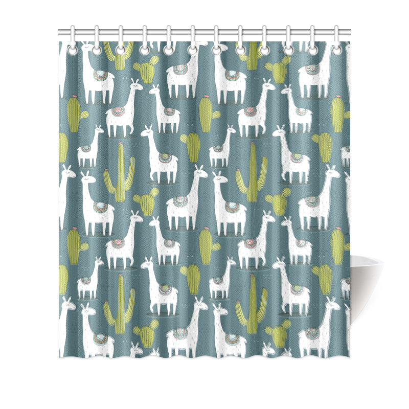 Llama Cactus Pattern Print Design 03 Shower Curtain
