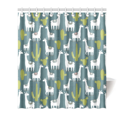 Llama Cactus Pattern Print Design 03 Shower Curtain