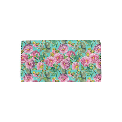 Dahlia Pattern Print Design DH07 Women's Trifold Wallet