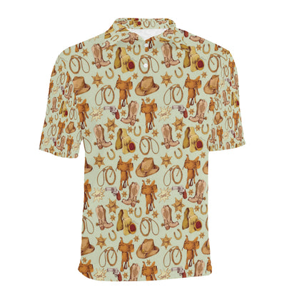 Western Cowboy Design Pattern Men Polo Shirt