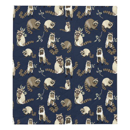 Raccoon Pattern Print Design A06 Premium Quilt
