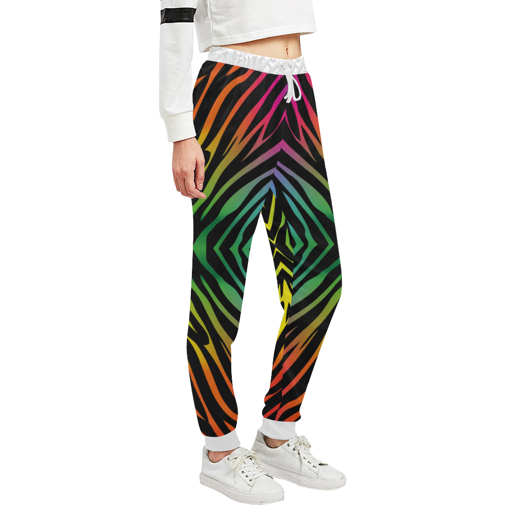 Rainbow Zebra Themed Print Unisex Sweatpants
