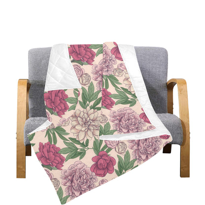 Peony Pattern Print Design A01 Premium Quilt
