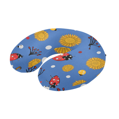 Ladybug Pattern Print Design 05 U-Shaped Travel Neck Pillow
